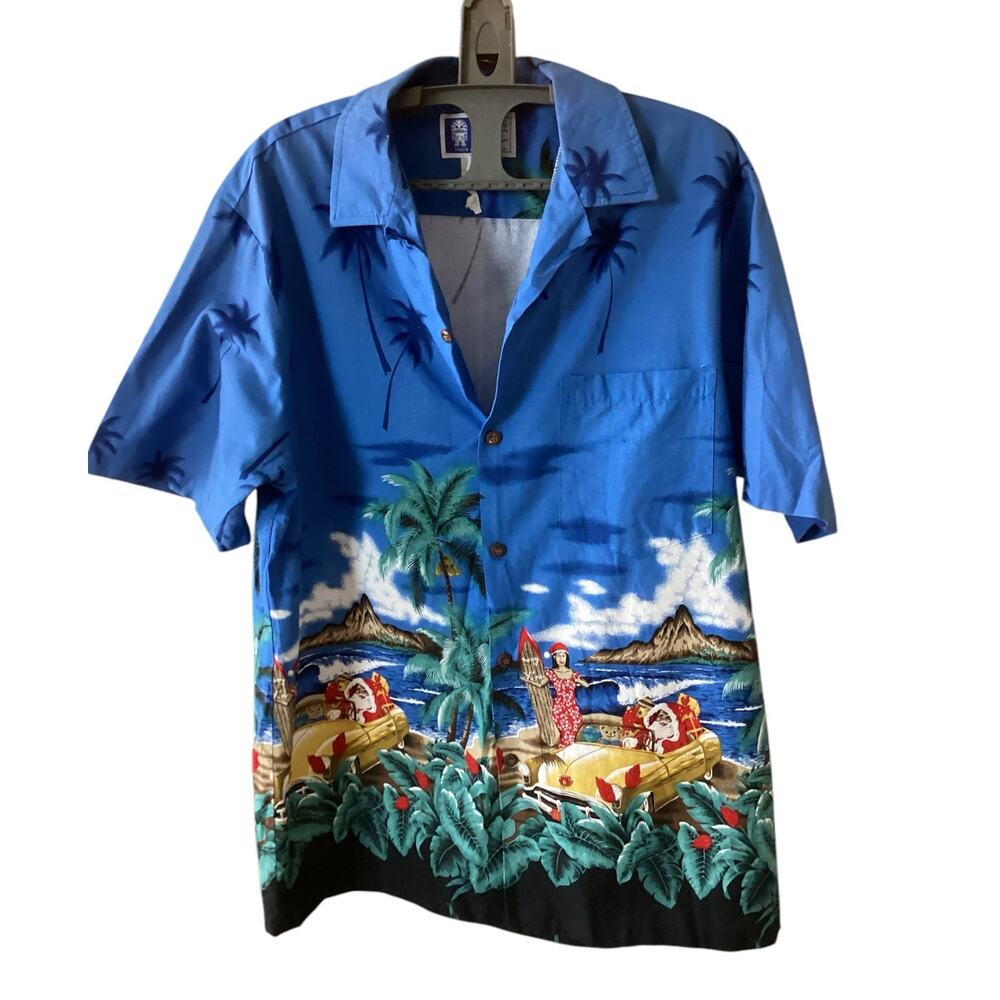 RJC Vintage Santa In Convertible Tropical Made in Hawaii Shirt Size M